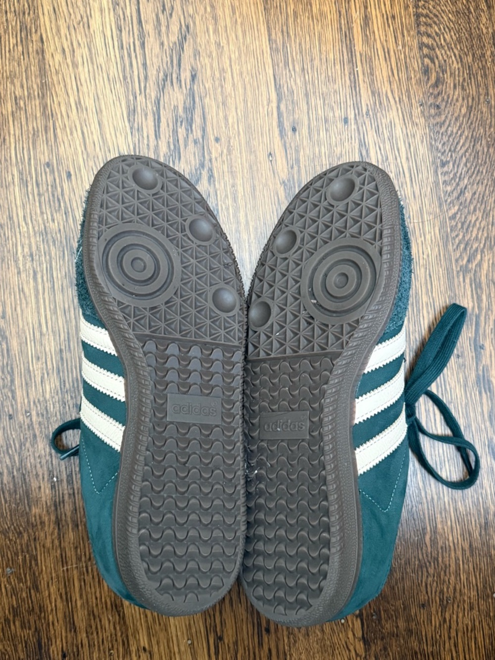 adidas Women’s Dark Green Suede Original Sambas OG with Cream Stripes - Picture 3 of 5